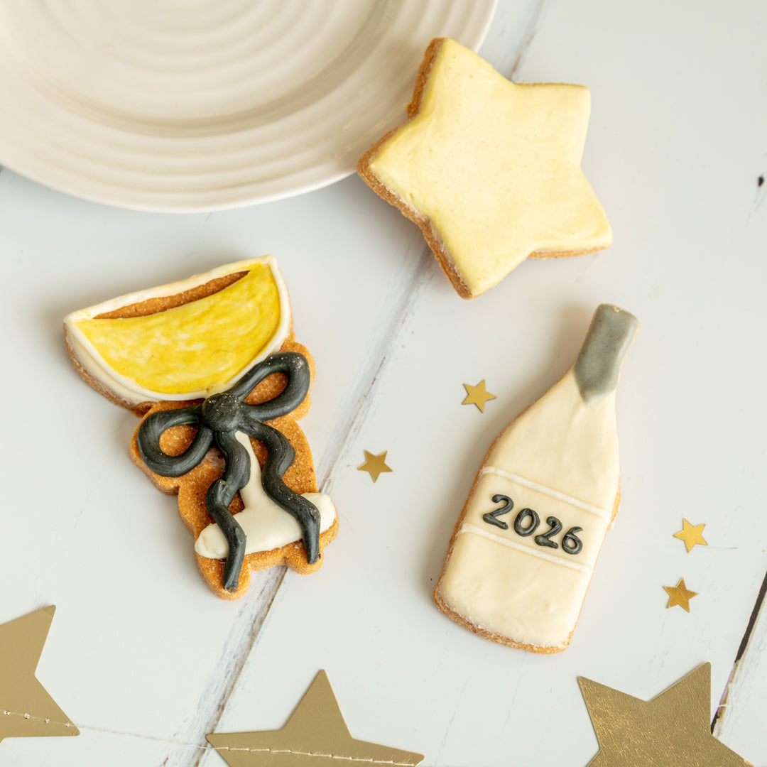 Happy New Year 2026 Iced Dog Biscuit Trio