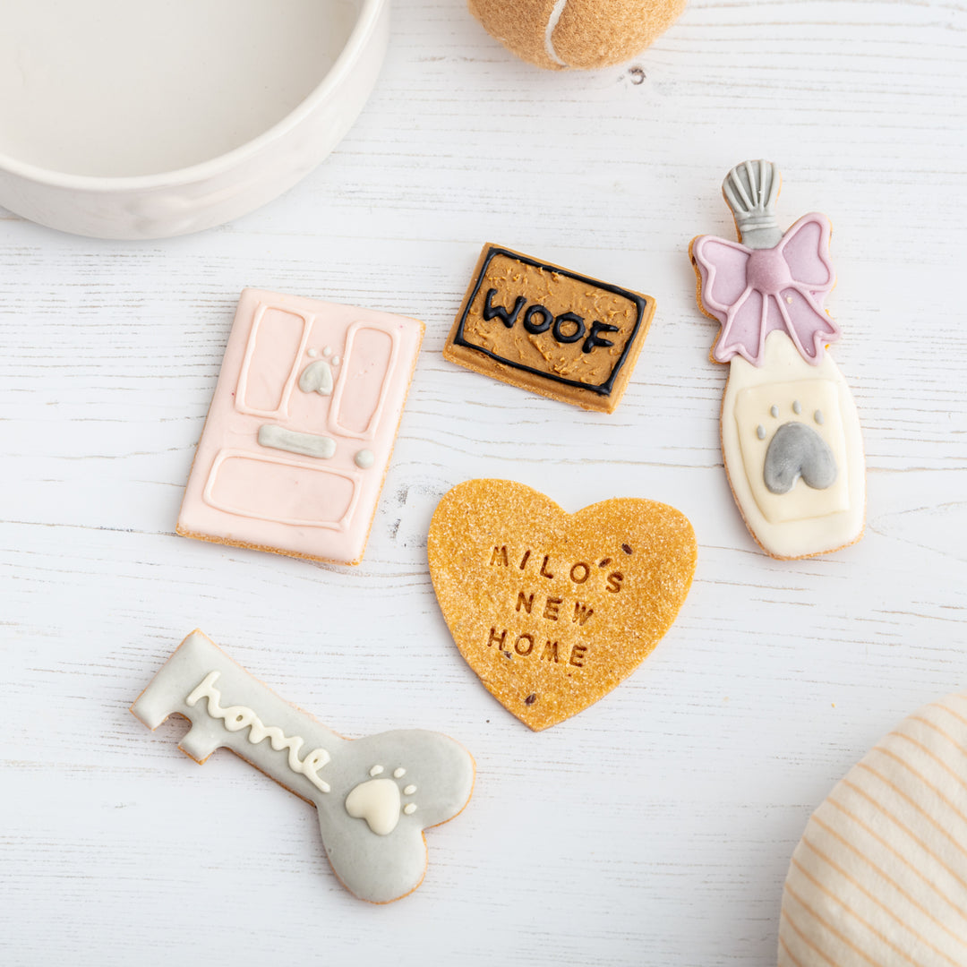Personalised Home Sweet Home Iced Dog Biscuit Set