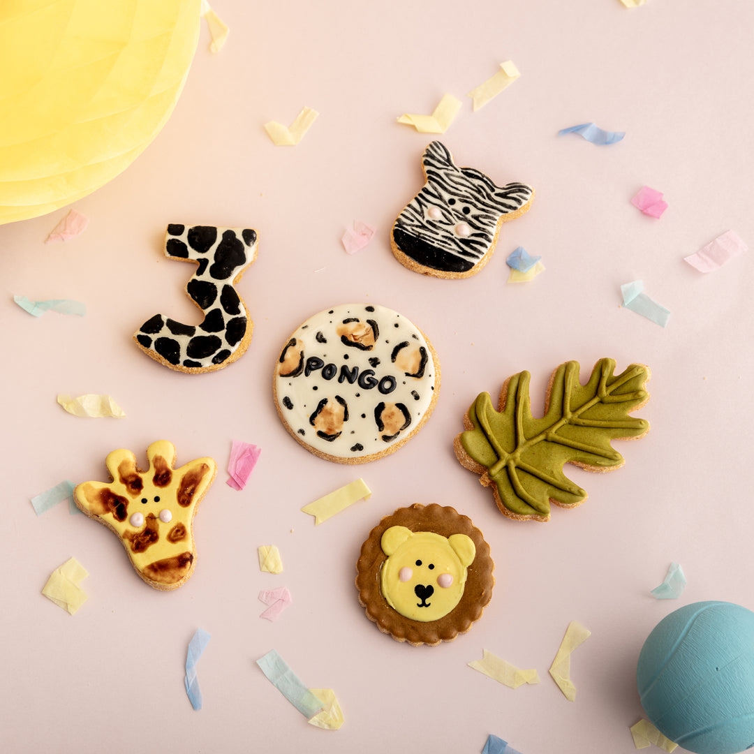 Wishing You a Roar-ing Birthday Personalised Iced Dog Biscuit Set