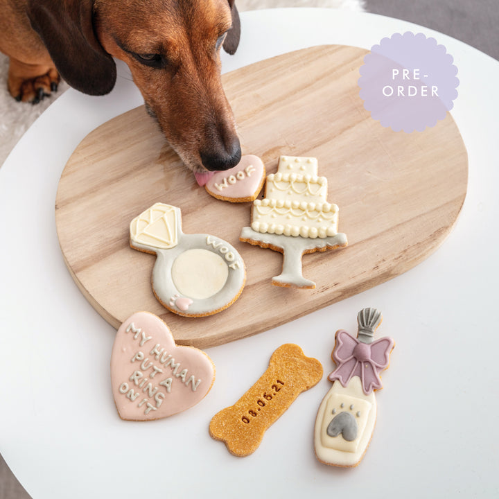 My Human Put A Ring On It Wedding Iced Dog Biscuit Set