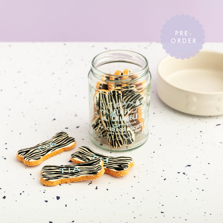 Personalised Zebra Print Iced Dog Biscuit Jar