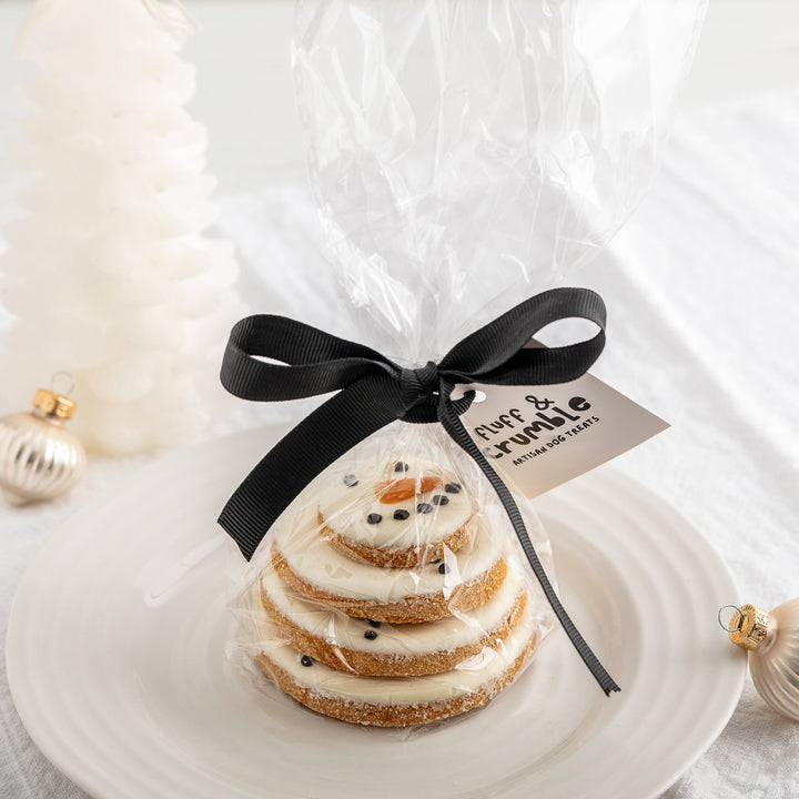 Snowman Iced Dog Biscuit Stack (Pre-order)