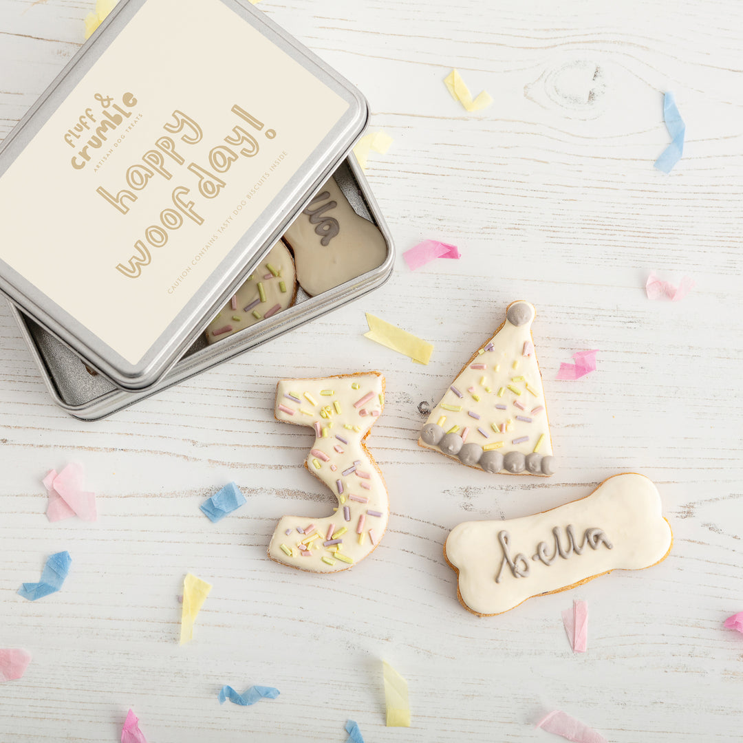 Happy Woofday Iced Dog Biscuit Sprinkle Tin