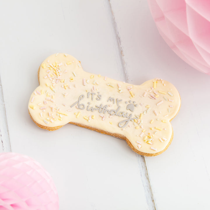 It's My Birthday Sprinkle Iced Dog Biscuit Bone XL