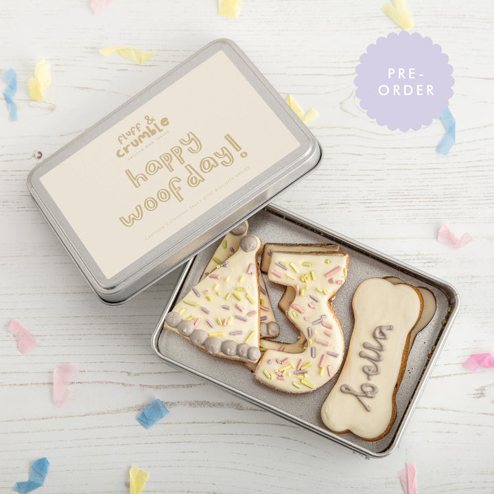 Happy Woofday Iced Dog Biscuit Sprinkle Tin