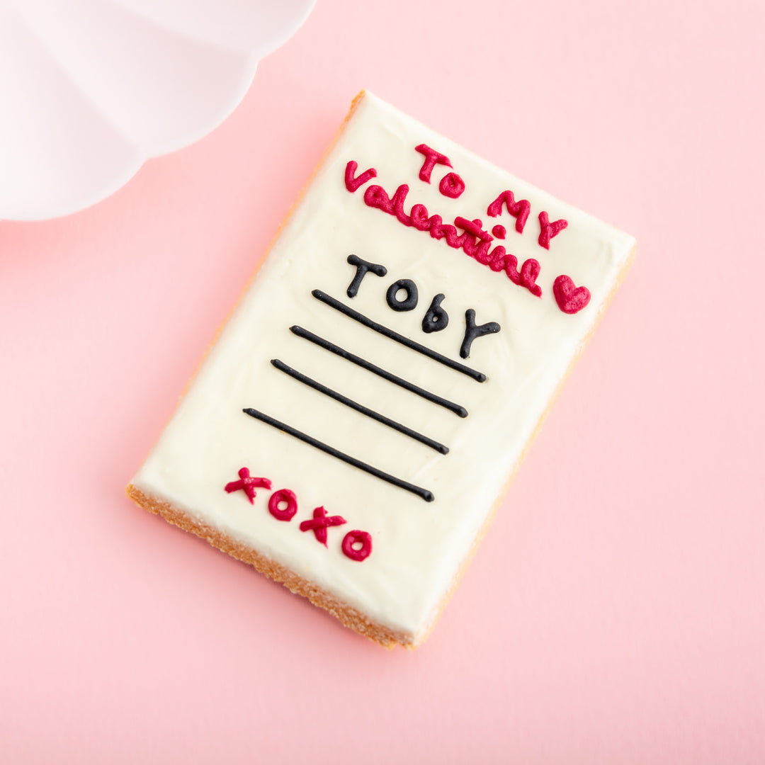 Personalised Giant Love Letter Iced Dog Biscuit
