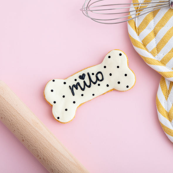 Personalised Moon Dust Iced Dog Biscuit Bone