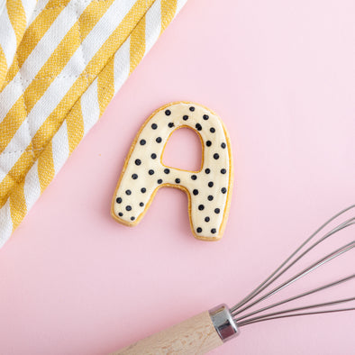 A-Z Initial Iced Dog Biscuit in Polka Dot
