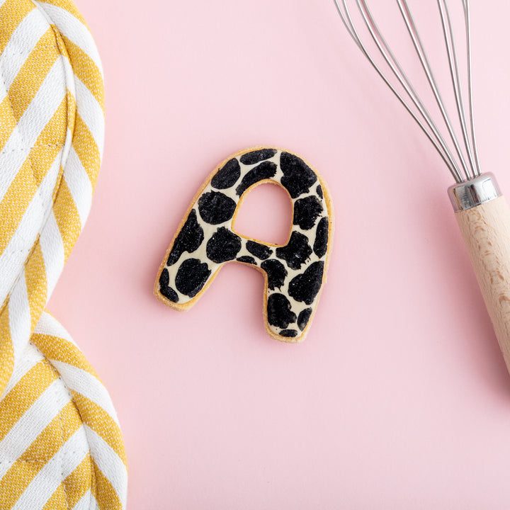 A-Z Initial Iced Dog Biscuit in Animal Print