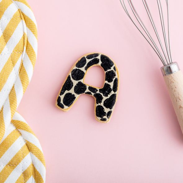 A-Z Initial Iced Dog Biscuit in Animal Print