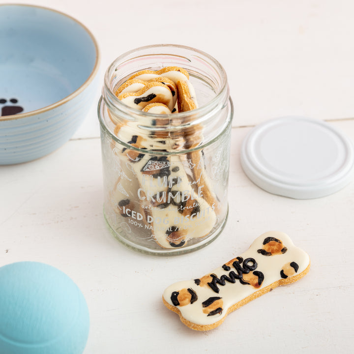 Personalised Leopard Print Iced Dog Biscuit Bone Jar