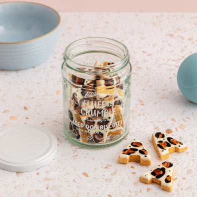 A-Z Initial Iced Dog Biscuit Jar in Leopard Print