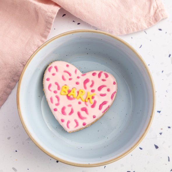 Bark Leopard Print Love Heart Iced Dog Biscuit