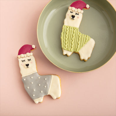 Fa La La La Llama Christmas Iced Dog Biscuit