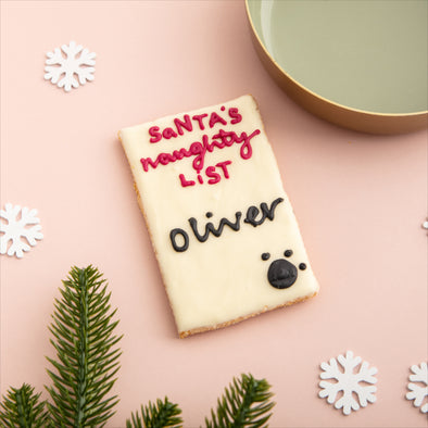 Personalised Santa's Naughty List Iced Dog Biscuit