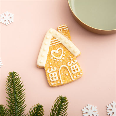 Festive Peanut Butter House Iced Dog Biscuit