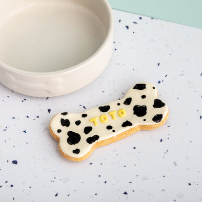 Personalised Dalmatian Iced Dog Biscuit Bone