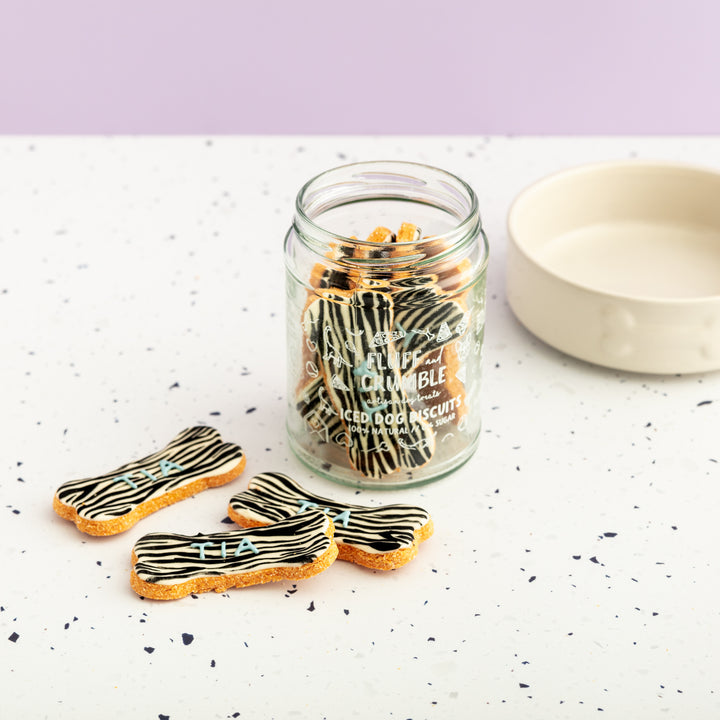 Personalised Zebra Print Iced Dog Biscuit Jar